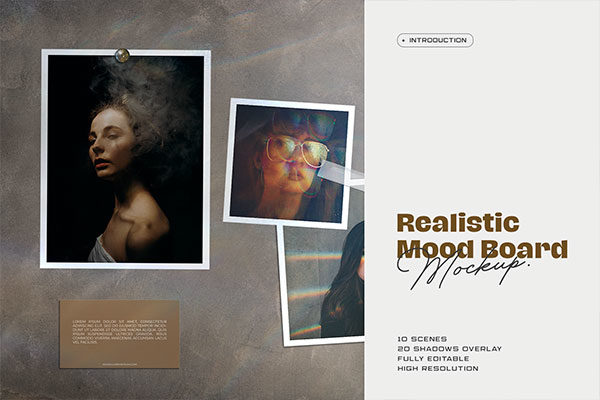 摄影照片拼图艺术品设计预览图样机模板 Moodboard Mockup Kit