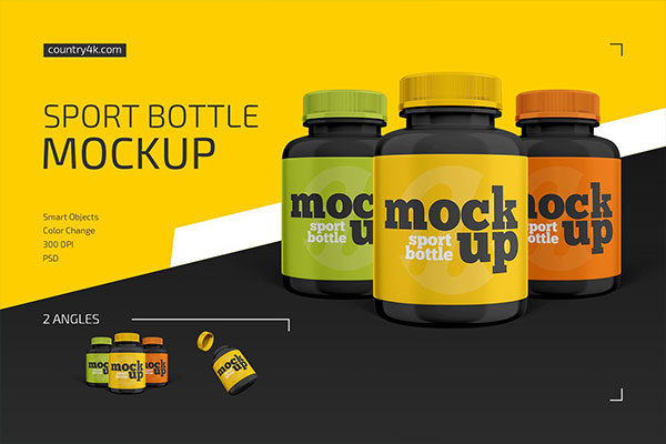 简约药丸瓶外观设计效果图样机模板 Pill Bottle Design Effect Mockup template