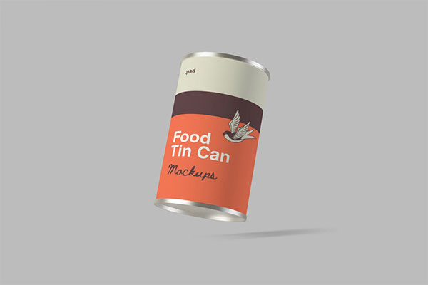 圆柱形食品罐头盒外观设计效果图样机模板 Food Tin Can Packaging Mockups