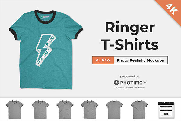 逼真半袖T恤设计预览样机模板 Ringer T-Shirt Mockups