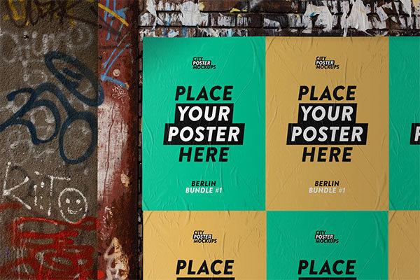 城市户外墙贴海报广告牌设计效果图样机模板 Urban Poster & Billboard Mockup Pack