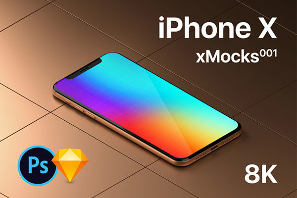 8K高分辨率iPhone X手机屏幕演示样机模板 8K iPhone X Mockup