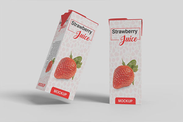 简约果汁饮料纸盒外观设计展示图样机模板 Juice Box Mockup