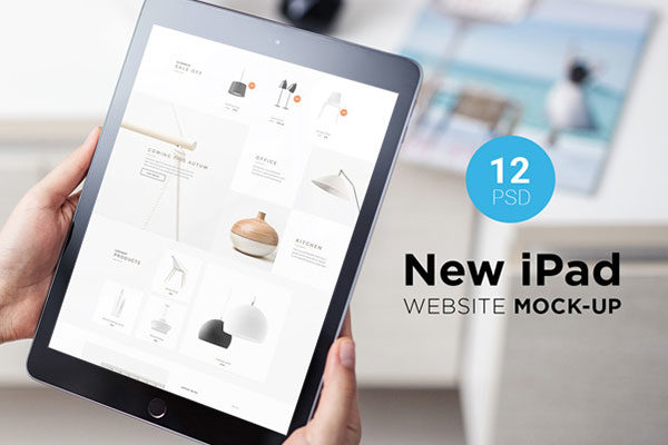 12个响应式网页设计预览iPad平板电脑样机模板 12 New iPad Responsive