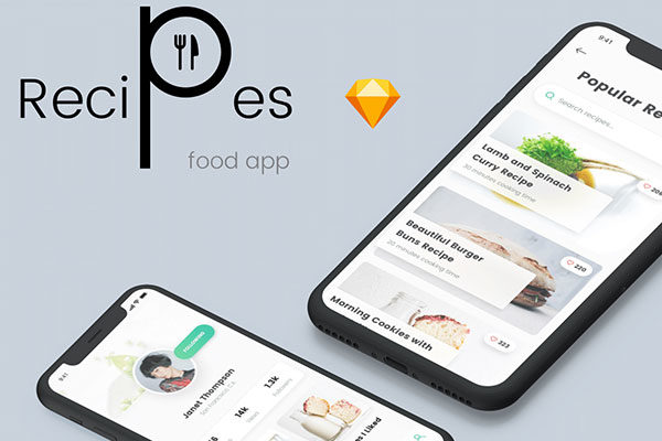 精美食谱食品APP应用程序UI界面设计模板 Recipes Food App
