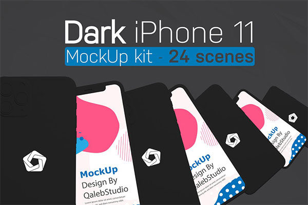 APP应用程序UI设计演示黑色iPhone 11手机样机套件 Dark iPhone 11 Kit