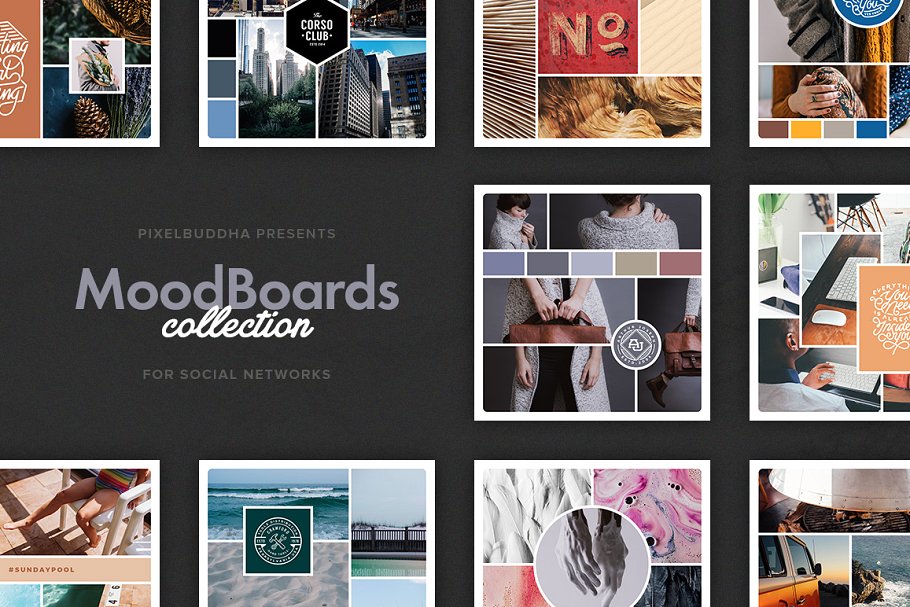 创意时装店Instagram&Facebook文章贴图设计模板合集 Mood Boards Collection插图