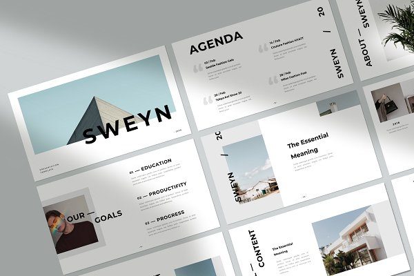 时尚简约公司业务策划PPT演示文稿设计模板 Sweyn Powerpoint