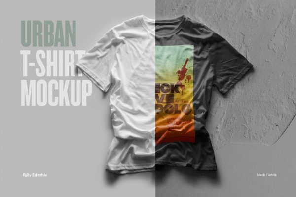 都市T恤半袖衫设计展示样机素材模板 Urban T-Shirt Mockup