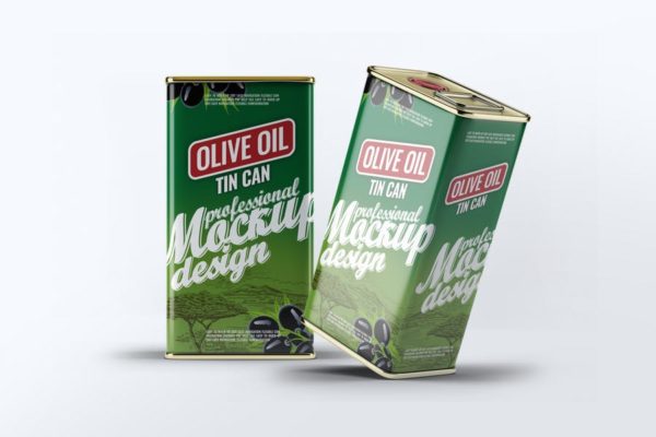 方形橄榄油锡罐包装瓶样机 Tin Can Olive Oil Mockup