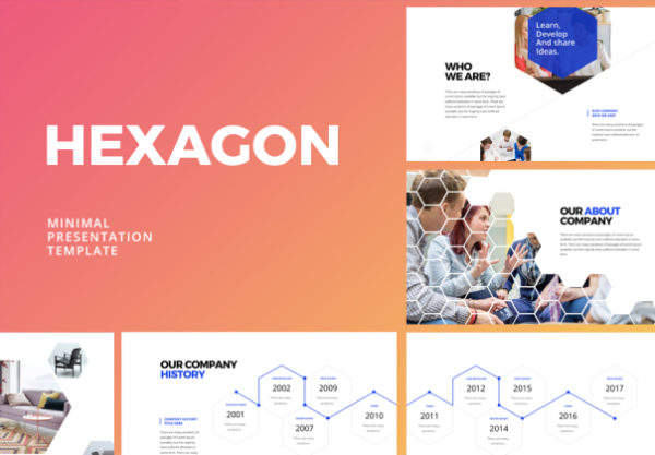 创意六边形企业幻灯片演示文稿设计模板 Hexagon Presentation Template