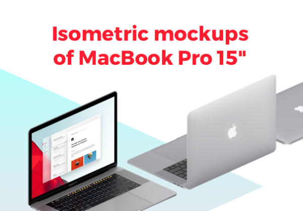 等距15英寸苹果MacBook Pro笔记本电脑样机模板 Isometric MacBook Pro 15″