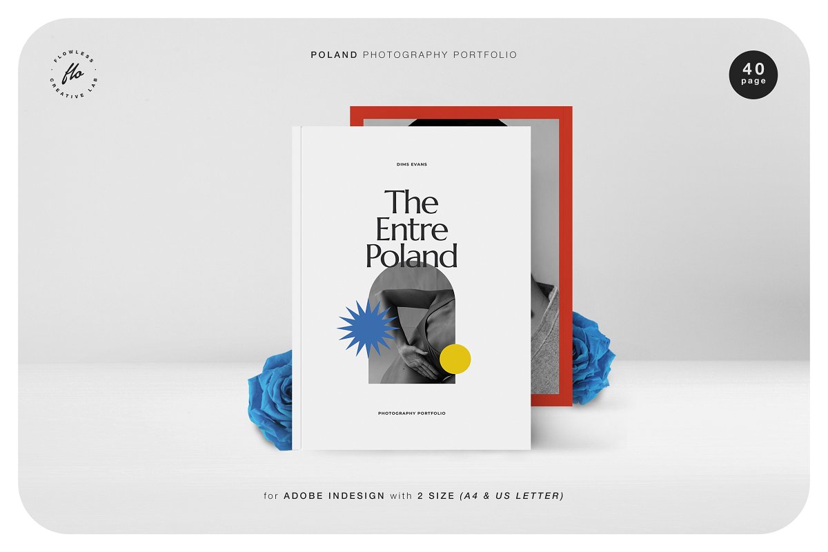 极简摄影艺术品作品集设计宣传画册INDD模板 POLAND Photography Portfolio