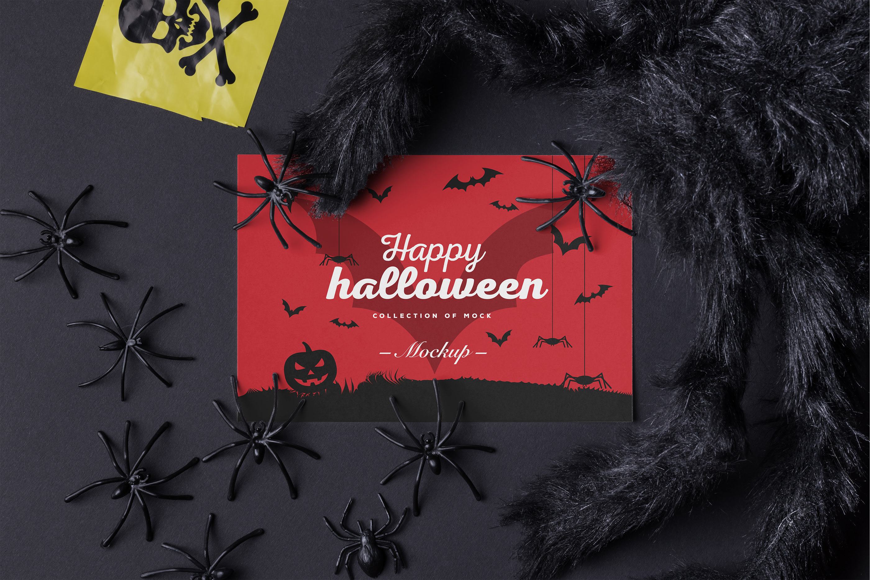 万圣节贺卡设计展示样机模板halloweencardmockup