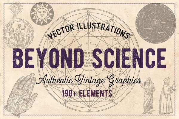 190个复古炼金术占星术天文元素手绘矢量插图 190 Vintage Astrology & Alchemy
