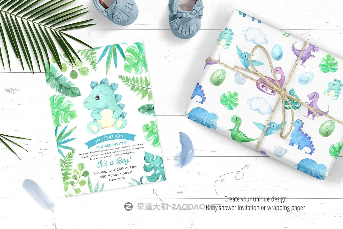 可爱卡通手绘恐龙水彩画合集 Watercolor Dinosaurs Collection插图5 可爱卡通手绘恐龙水彩画合集 Watercolor Dinosaurs Collection插图5