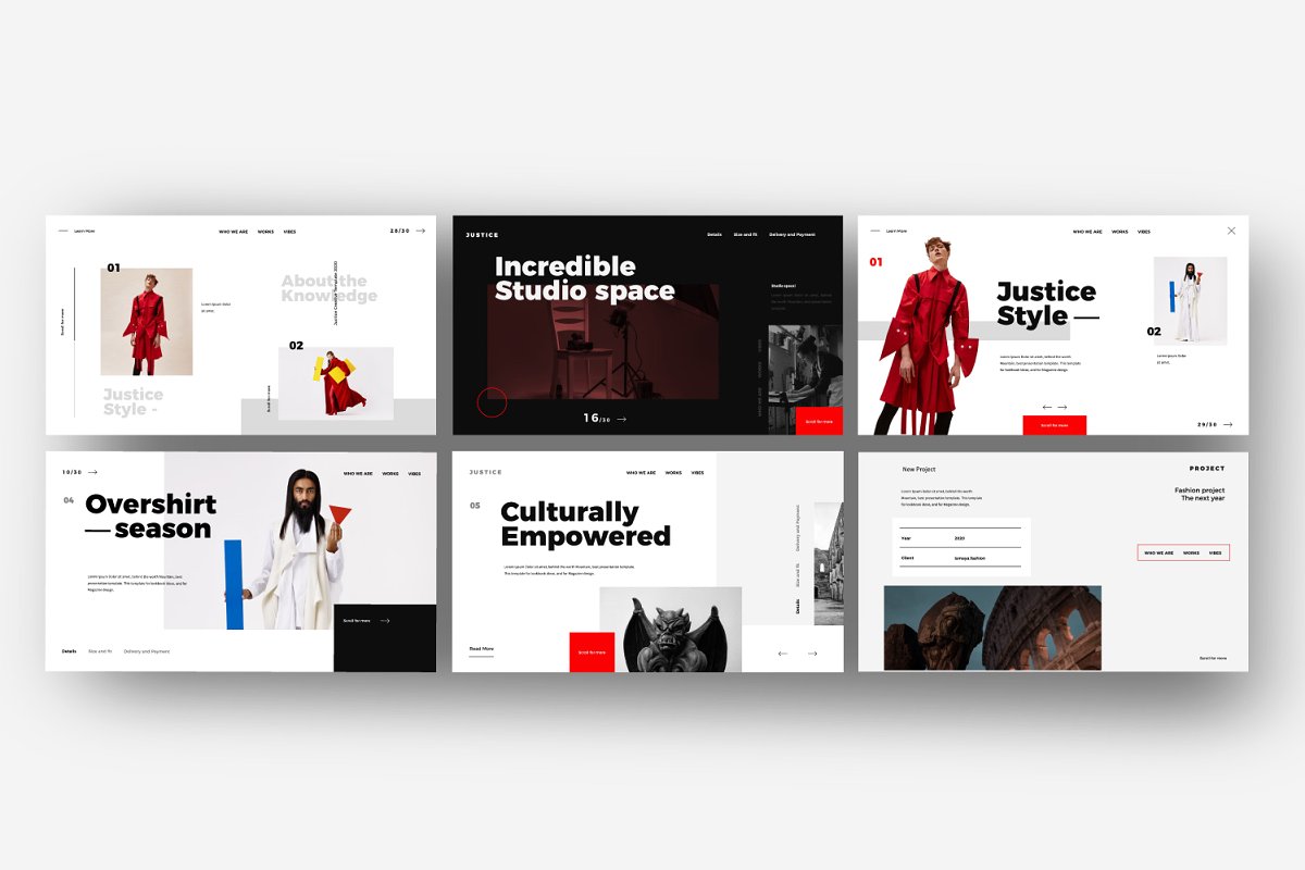 潮流摄影设计作品集设计PPT演示文稿 JUSTICE – Brand Marketing PPT插图3
