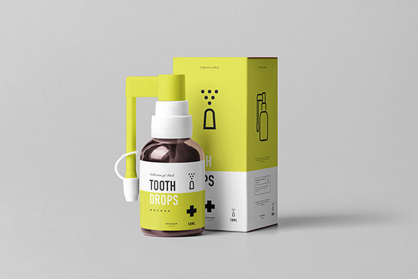 药物滴管瓶包装盒设计展示样机 Tooth Drops Applicator Mockup​​​​​​​