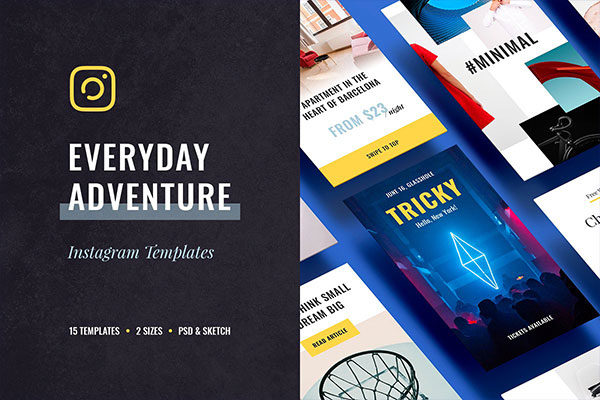 30个旅行主题Instagram故事社交媒体推广设计模板 Everyday Instagram Templates