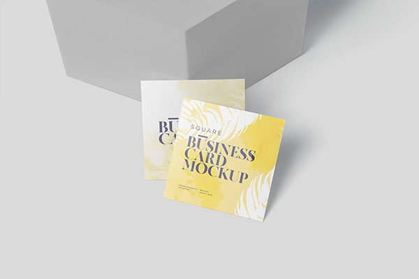 4个优质方形名片卡片设计效果图样机模板 Square Shaped Business Card Mockups