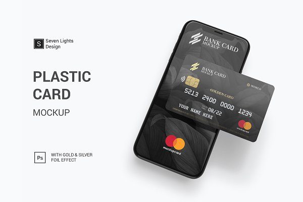 6款时尚银行信用卡片样机模板 Plastic Card Mockup