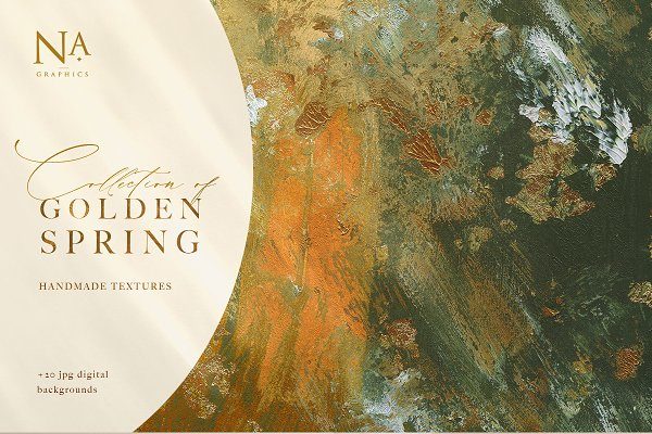 20款春季金色抽象艺术绘画颜料油画背景素材 20 Golden Spring Acrylic Textures