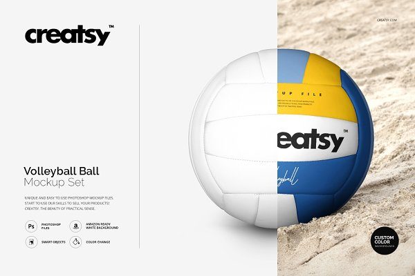 沙滩排球外观设计展示样机模板 Volleyball Ball Mockup Set