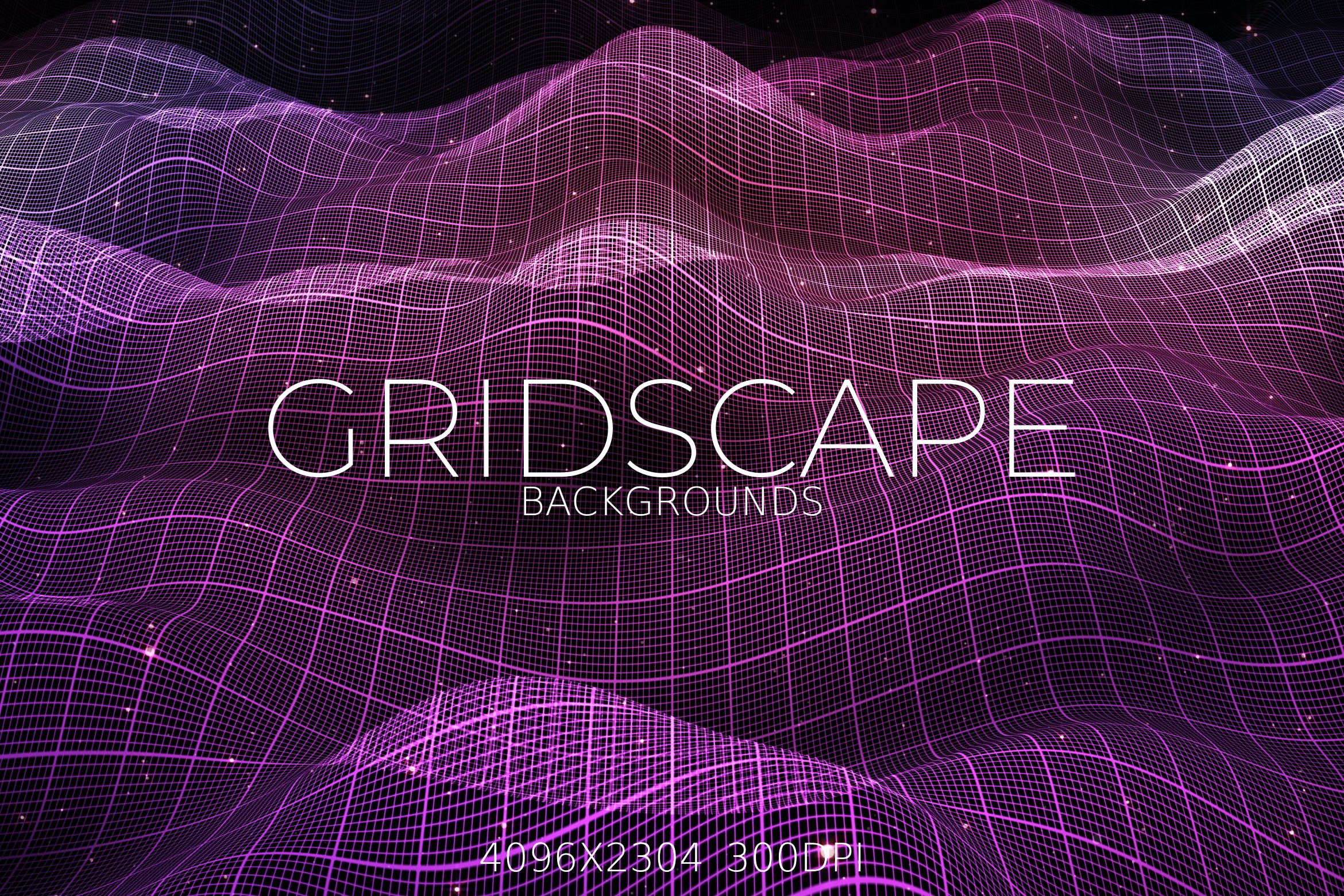 7款科幻波浪网格背景素材 Gridscape Backgrounds插图