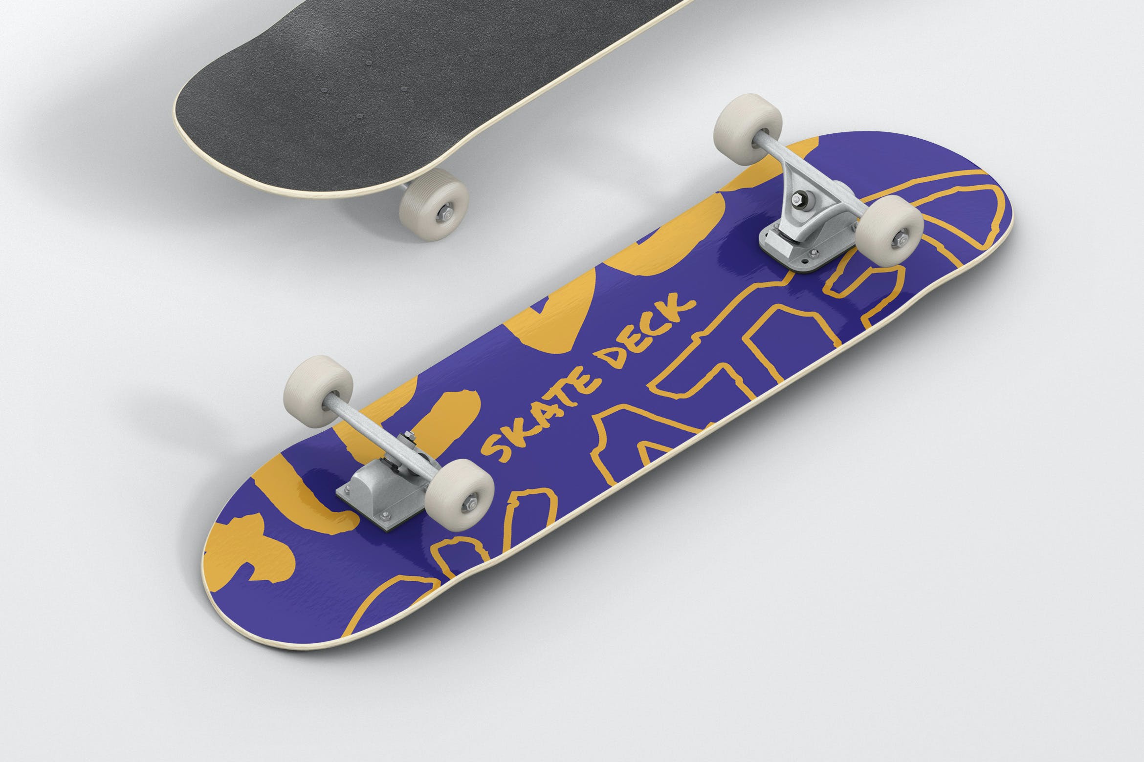 多角度滑板设计展示样机模板 skateboard mockup