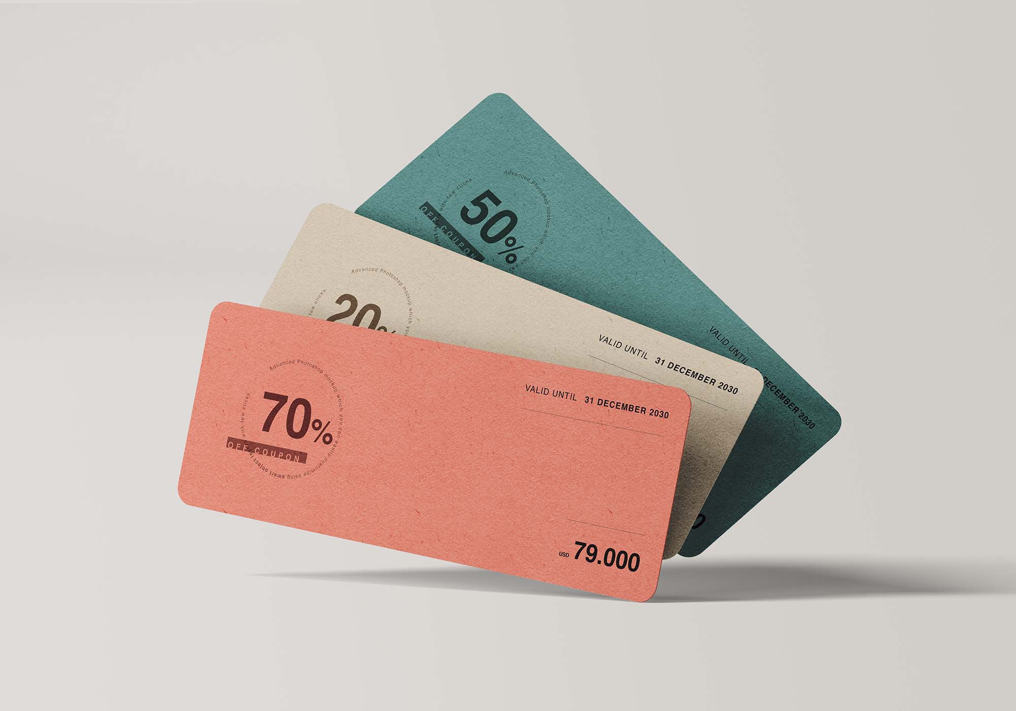 3款标签卡片样机模板couponcardmockups