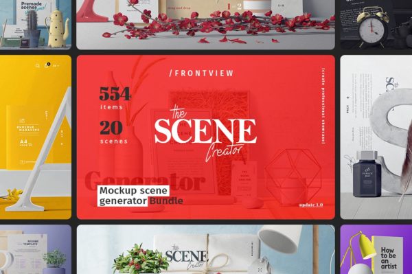 潮流品牌VI设计办公用品样机模板 The Scene Creator | Frontview