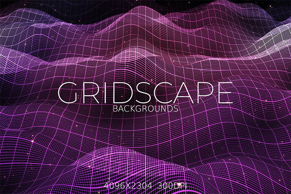 7款科幻波浪网格背景素材 Gridscape Backgrounds