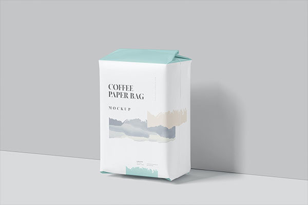 咖啡外包装纸袋设计样机模板 Coffee Paper Bag Mockup Set Medium Size