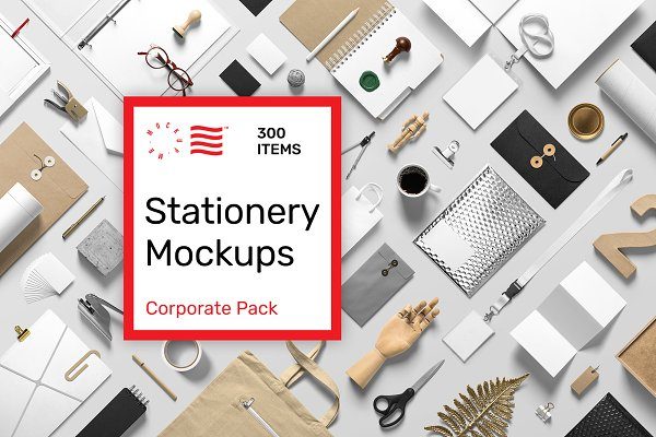 300个品牌VI设计办公用品样机素材 Stationery Mockups – Corporate Pack