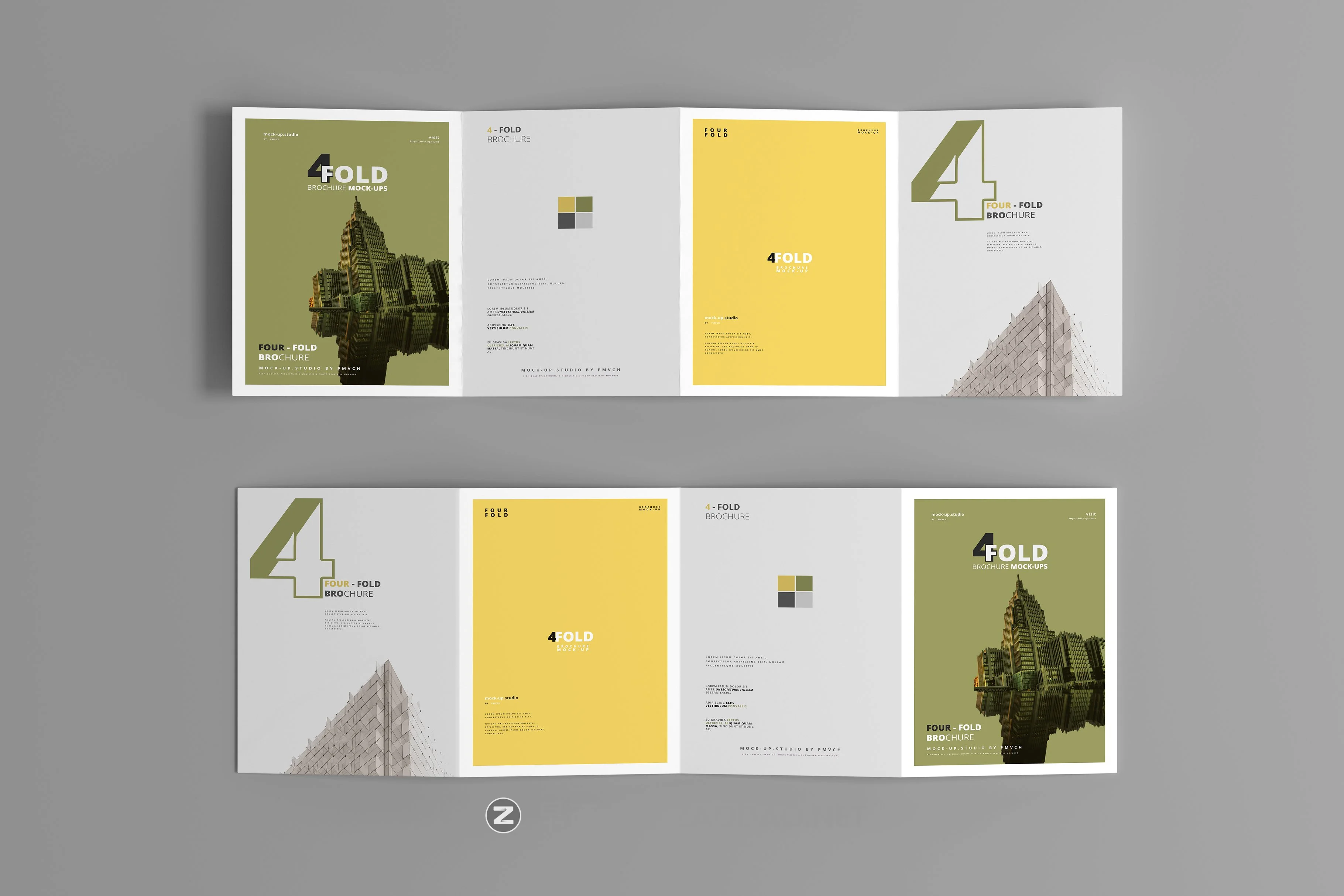 逼真A4四折页小册子设计展示样机模板 A4 Four Fold Brochure Mockups插图1 逼真A4四折页小册子设计展示样机模板 A4 Four Fold Brochure Mockups插图1