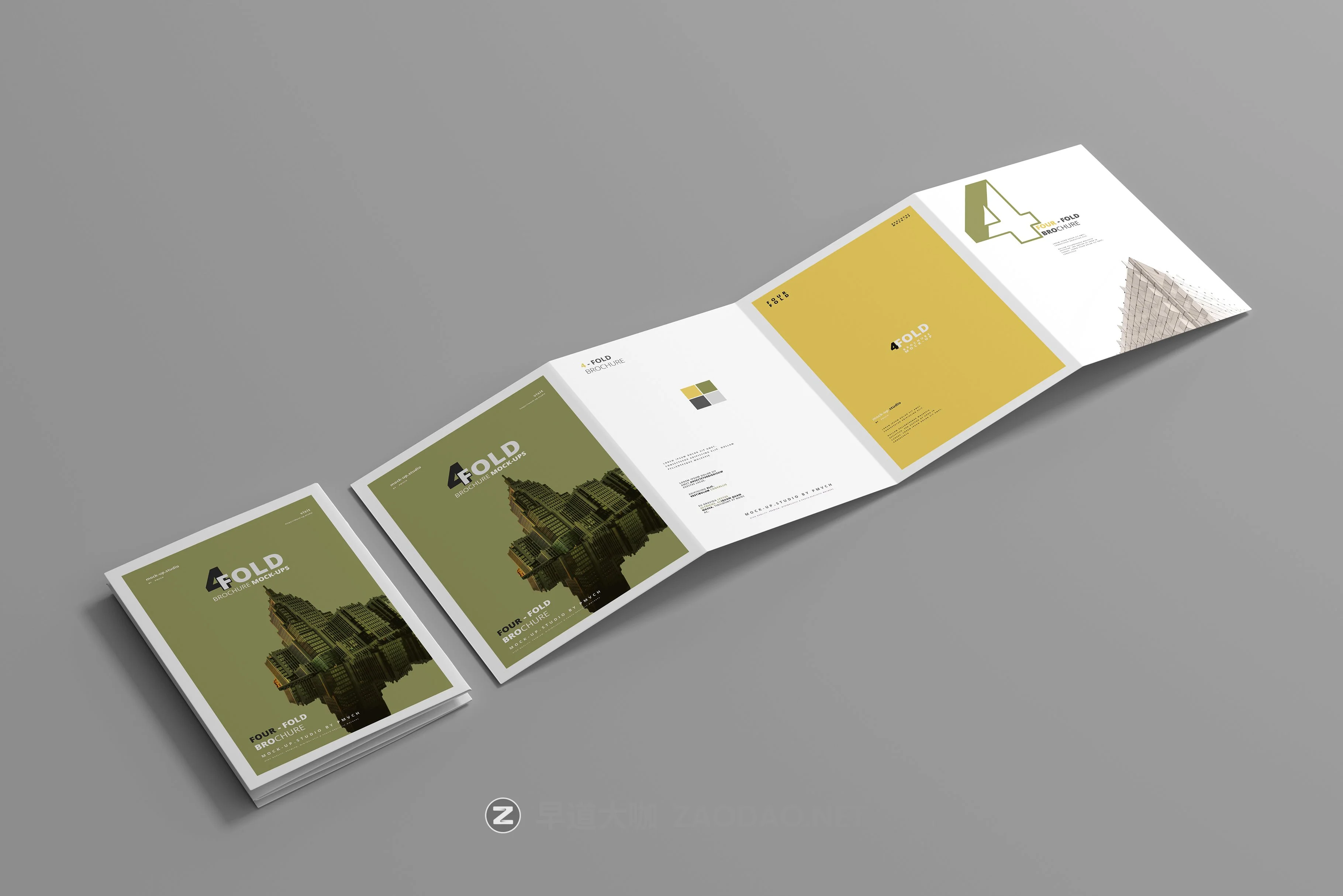 逼真A4四折页小册子设计展示样机模板 A4 Four Fold Brochure Mockups插图2 逼真A4四折页小册子设计展示样机模板 A4 Four Fold Brochure Mockups插图2