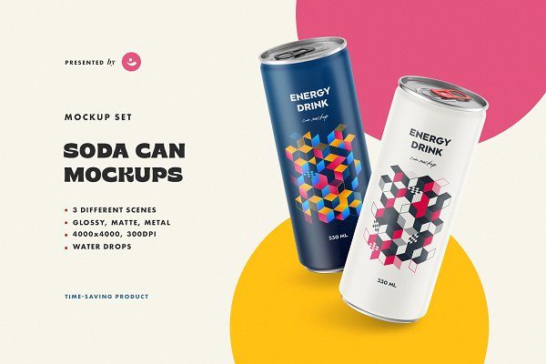 9款苏打水汽水易拉罐样机模板 Soda Can Mockups