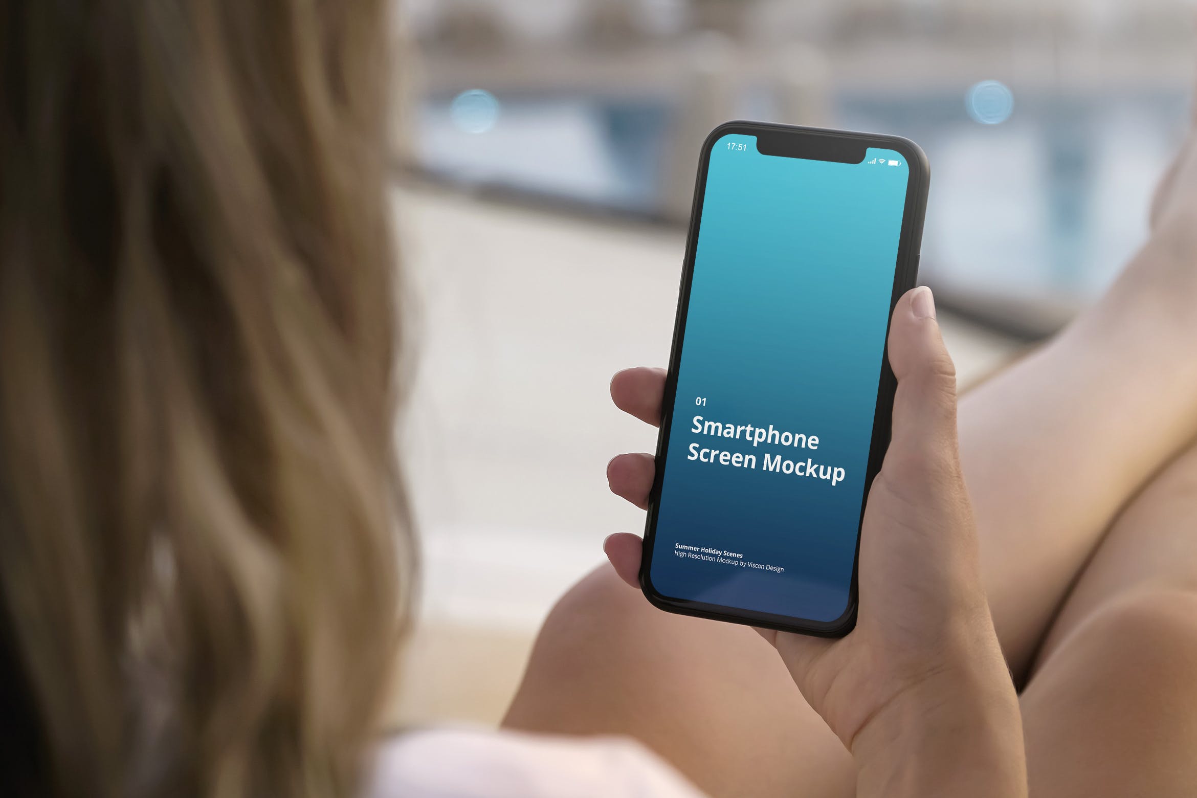 8款手持iPhone智能手机屏幕样机模板 Phone Mockup Summer Scenes插图