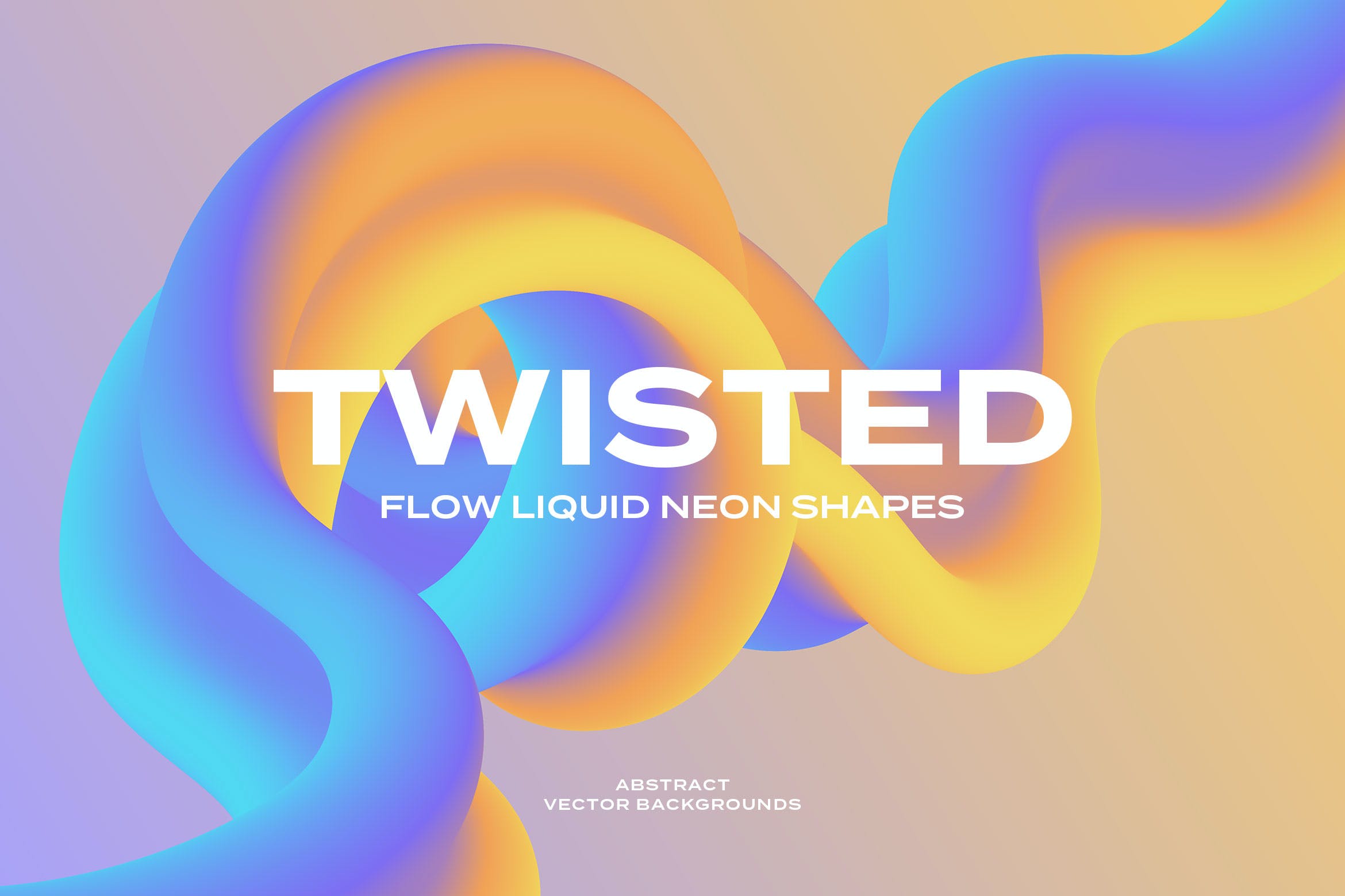 10款抽象炫彩霓虹波浪扭曲彩虹背景twisted Neon Shapes Vector Backgrounds 早道大咖