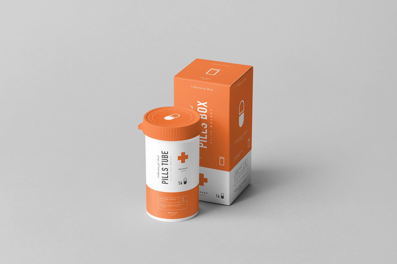 11款医疗药物瓶包装盒样机模板 Pills Tube & Box Mock-up插图