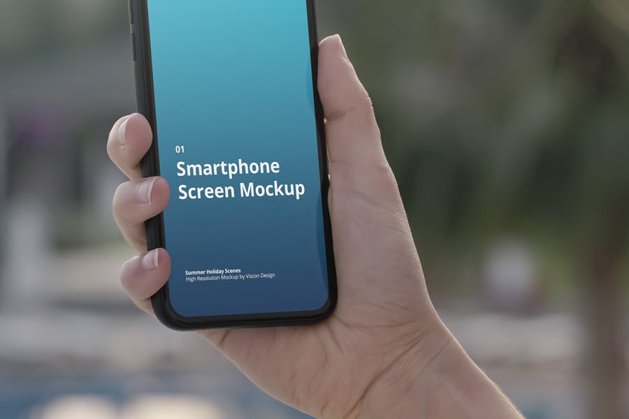 8款手持iPhone智能手机屏幕样机模板 Phone Mockup Summer Scenes插图9