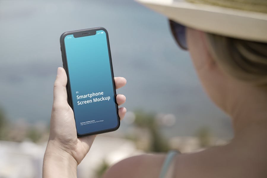 8款手持iPhone智能手机屏幕样机模板 Phone Mockup Summer Scenes插图1