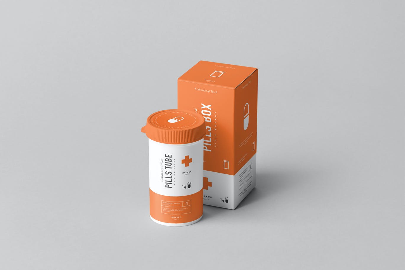 11款医疗药物瓶包装盒样机模板 Pills Tube & Box Mock-up插图1