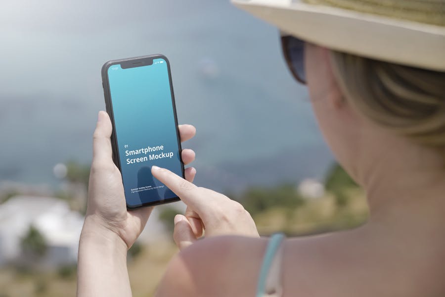 8款手持iPhone智能手机屏幕样机模板 Phone Mockup Summer Scenes插图2