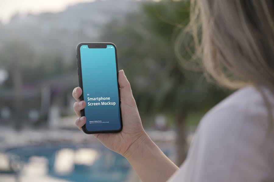 8款手持iPhone智能手机屏幕样机模板 Phone Mockup Summer Scenes插图4