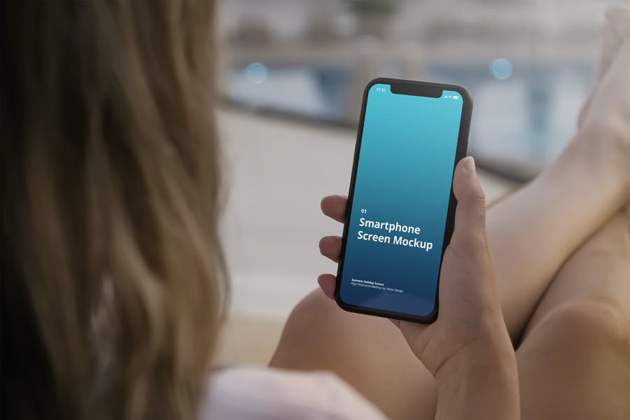 8款手持iPhone智能手机屏幕样机模板 Phone Mockup Summer Scenes插图7