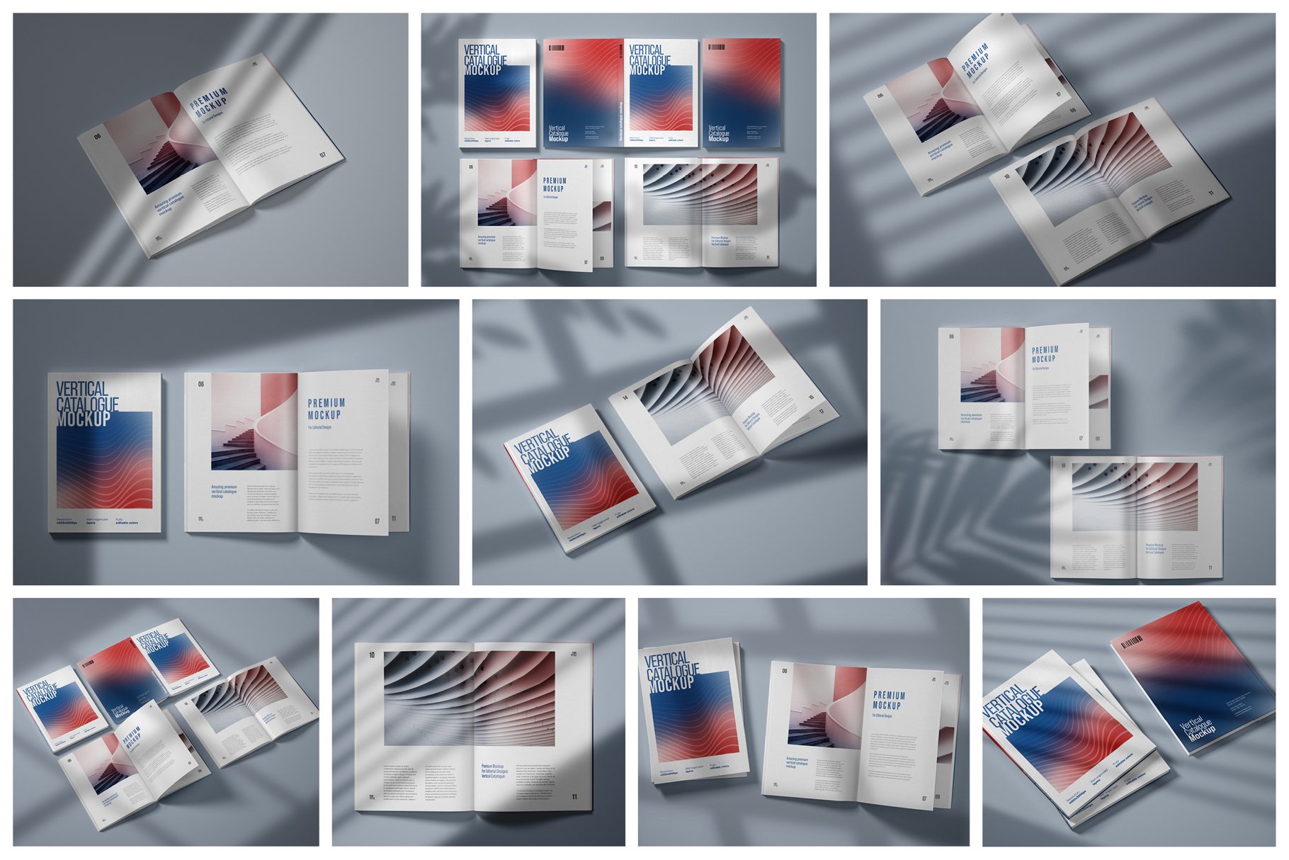 10款精装书画册设计样机模板 Vertical Catalogue, Magazine Mockup插图13