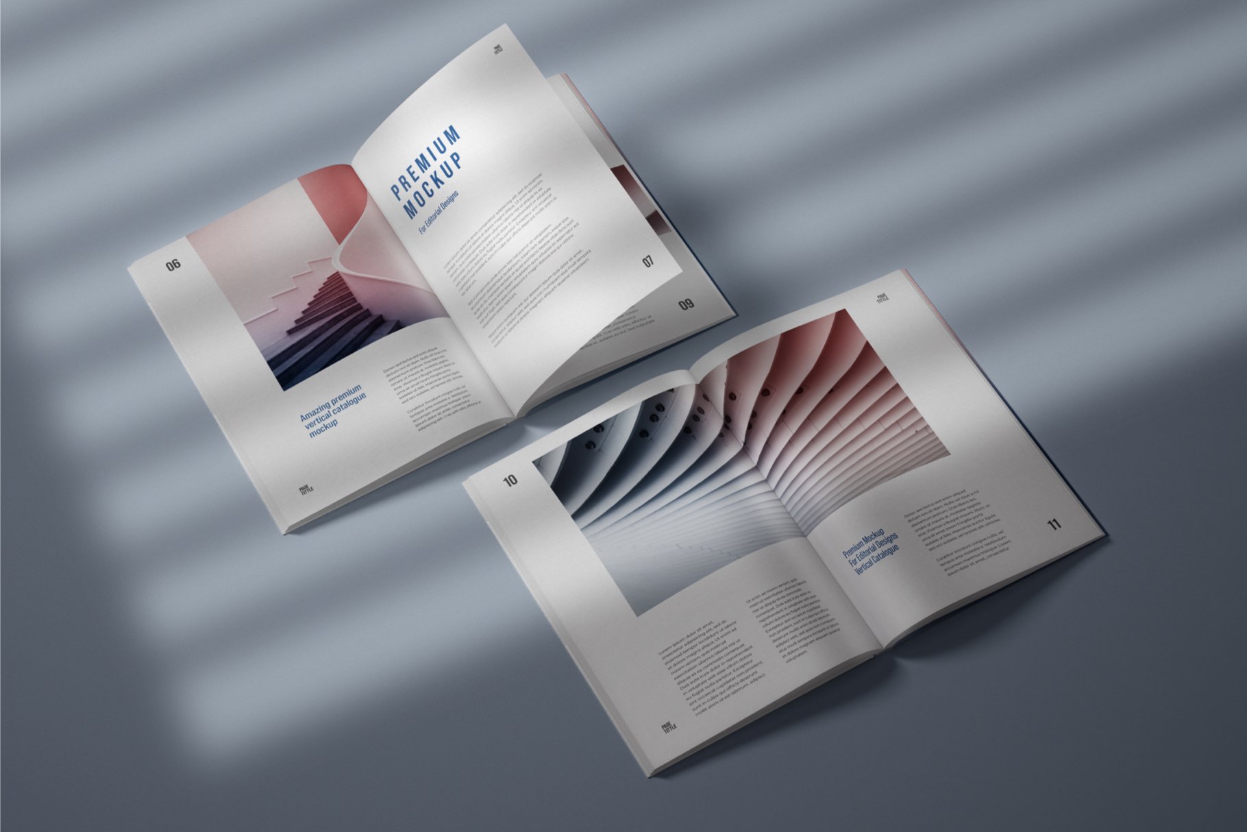 10款精装书画册设计样机模板 Vertical Catalogue, Magazine Mockup插图9