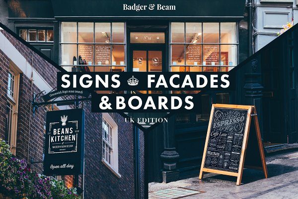 65款欧美风店招门牌标牌样机模板 Signs & Facades Mockups (UK edition)