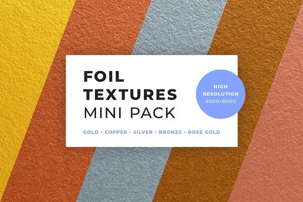 6款金属箔纸背景纹理素材 Foil Textures Mini Pack